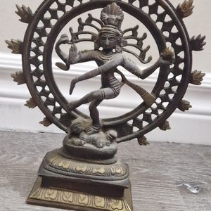 Old Vintage Heavy Weight Hindu Lord Shiva Nataraja Cosmic Dance Brass Sculpture